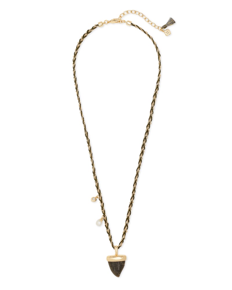 Oleana Gold Long Pendant Necklace in Golden Obsidian image number 1